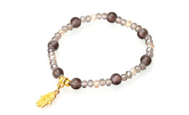 Angelina - Buntes Perlenarmband in Braun und Gold