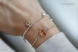 Barbe - Silbernes Armband mit Glas Kreuz in Pfirsich