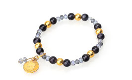 Anna - Buntes Perlenarmband in Blau und Gold