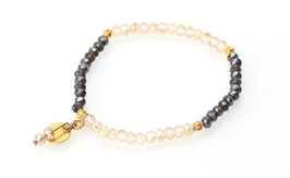 Angela - Glasperlen Armband Khaki und Gold