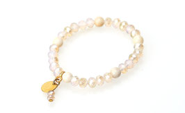 Amy - Glasperlen Armband Beige und Gold