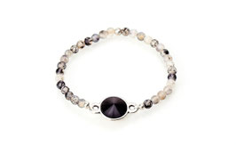 Aurelia - Edelstein Armband aus Feuerachat in Schwarz