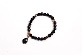 Ailis - Edelstein Armband aus Onyx und Gold Perlen