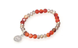 Auguste - Buntes Perlenarmband in Rot und Silber