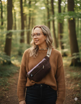 Crossbodybag Cord Dunkelbraun/ Flieder