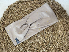 Stirnband Creme goldene Glitzer Tupfen