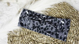 Leopard Stirnband grau/schwarz Jersey