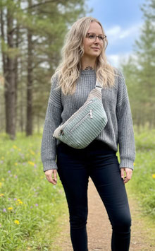 Crossbodybag Cord Grau/ Mint