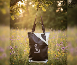 Fuchs bestickte Kunstledertasche
