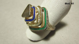 Silver ring enamelled handmade