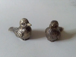 Couple of sparrows in sterling silver