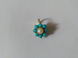 Mini pendant pearl and turquoises