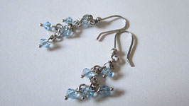 Silver earrings pink or light blue stones pendants