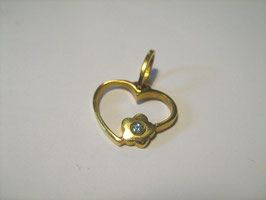 Gold pendant heart light blue topaz