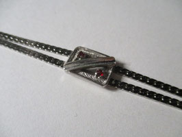 Silver bracelet 70's style with small rubies