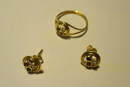 Gold ring and earrings