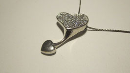 Silver pendant heart shape and zircons