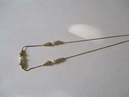 Necklace in brass silver plated and pearls