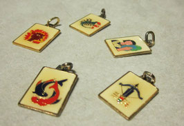 Silver enamelled zodiacal pendants