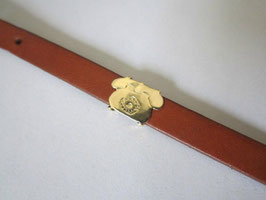 Bracelet in brown leather with gold emblems