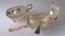 Silver sugar bowl with spoon