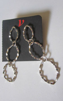 Silver earrings oval wavy shape