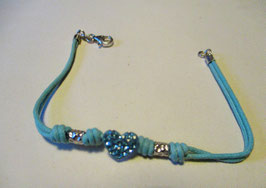 Silver and pink or light blue fabric bracelet