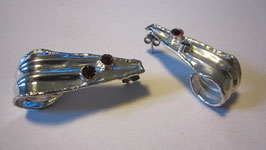 Sterling silver earrings hand made with small rubies