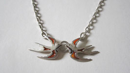 Silver enamelled necklace dove