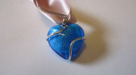 Murano glass heart and silver