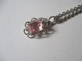 Silver necklace with light pink topaz