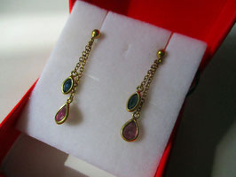 Pendant earrings ruby and sapphire