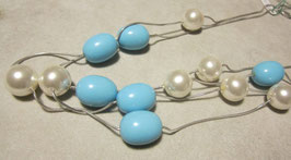 Silver necklace pearls and turquoise