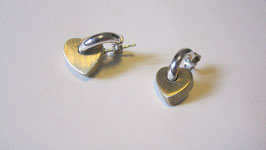 Silver earrings ring-heart