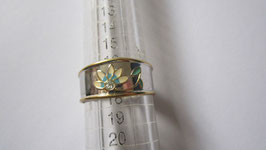 Ring in sterling silver enamelled flower n1