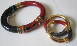 Bracelets or earrings silver enamelled and gold plated