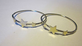 Silver ring earrings with little stars