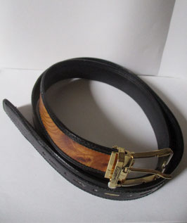 Belt in brair root and black leather