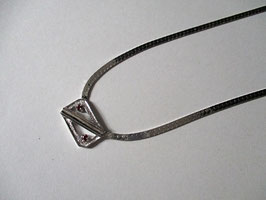 Silver necklace with pendant rubies 70's style