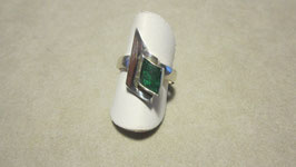 Silver ring green enamel