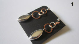 Silver and copper earrings pendant hoops