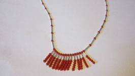 Red coral and silver necklace