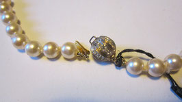 Pearls necklace silver gold plated ball shape barrette