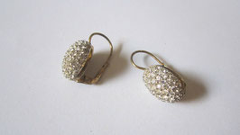 Silver gold plated oval earrings with zircons