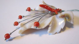 Silver and red coral pendant