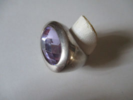 Silver ring oval topaz light violet