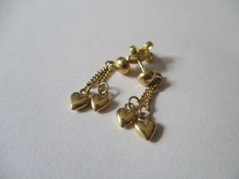 Gold earrings pendant hearts