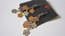Silver and copper earrings pendant flowers