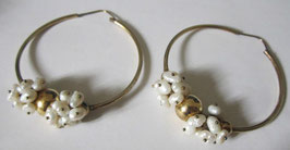 Hoop earrings in silver gold plated and pearls