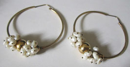 Hoop earrings in silver gold plated and pearls